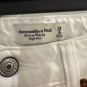 Abercrombie The Crop Wide Leg High Rise White Jeans